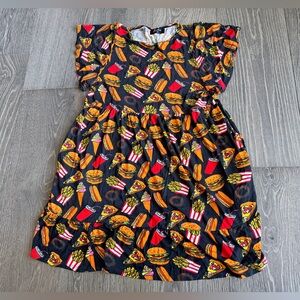 Exotica Fast Food Print Burger Fries Short Sleeve Pocket Dress Size XS
